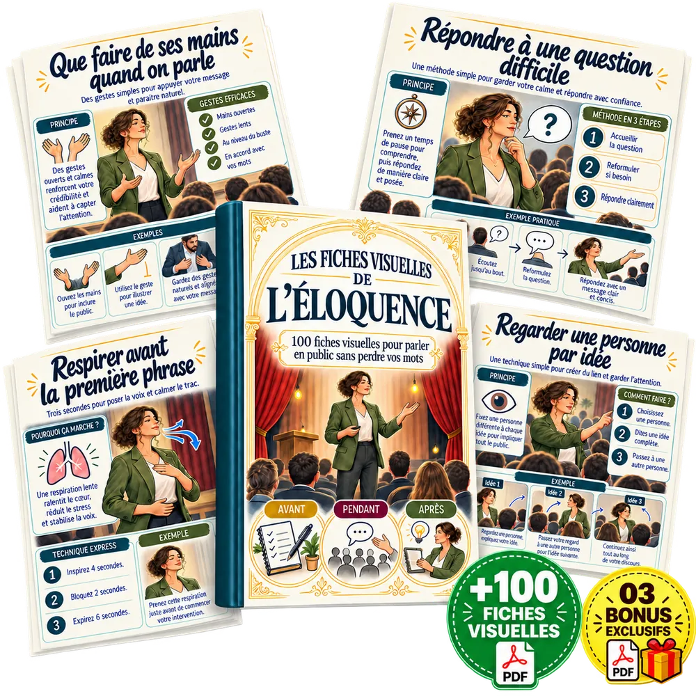 Les Fiches Visuelles de l'Éloquence complètes avec les bonus